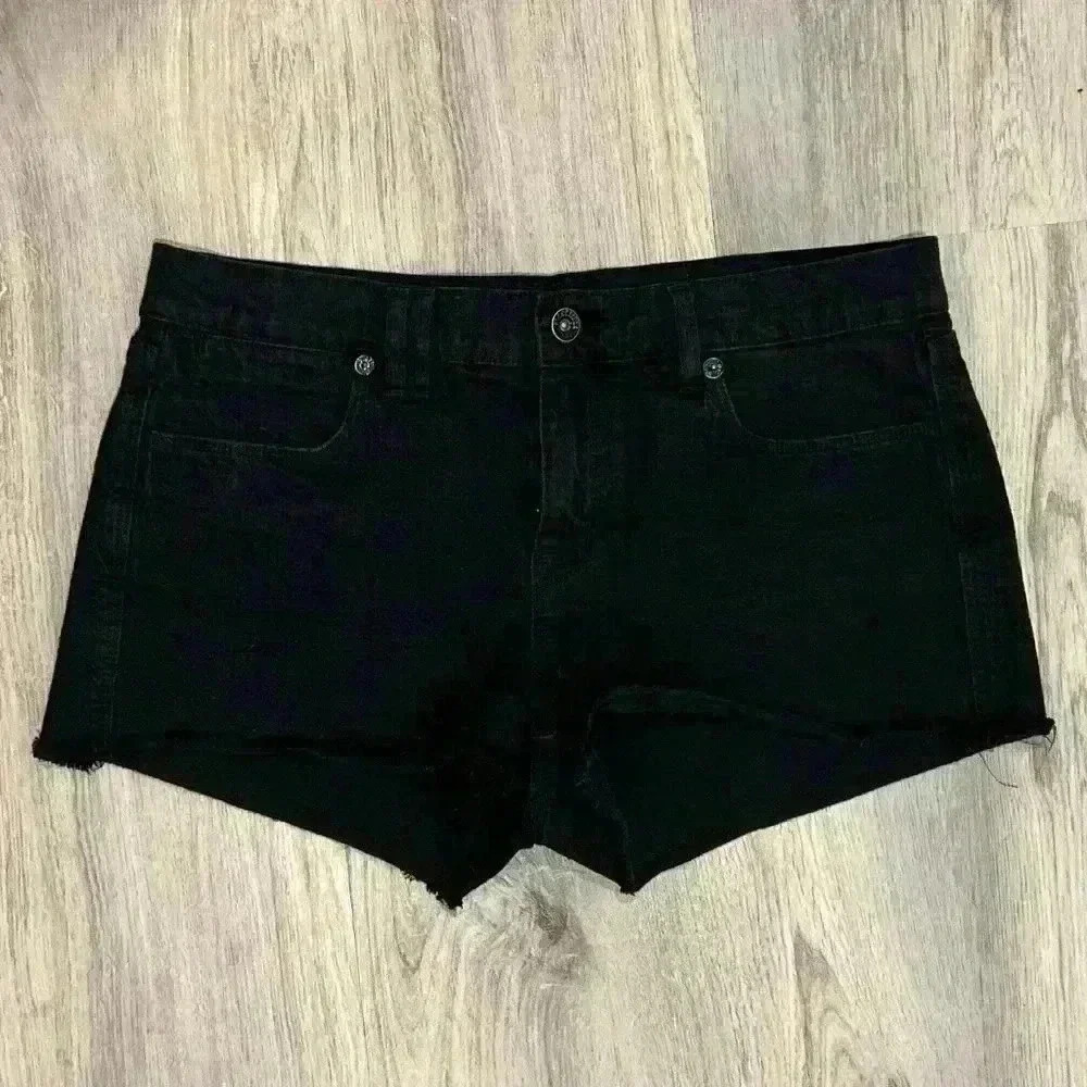 Madewell Black Denim Jean Shorts Cotton Mid Rise Cutoffs 2” Inseam Size 28